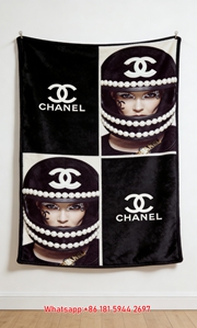 Chanel Pearl Helmet Print Flannel Throw Blanket IMG_7180